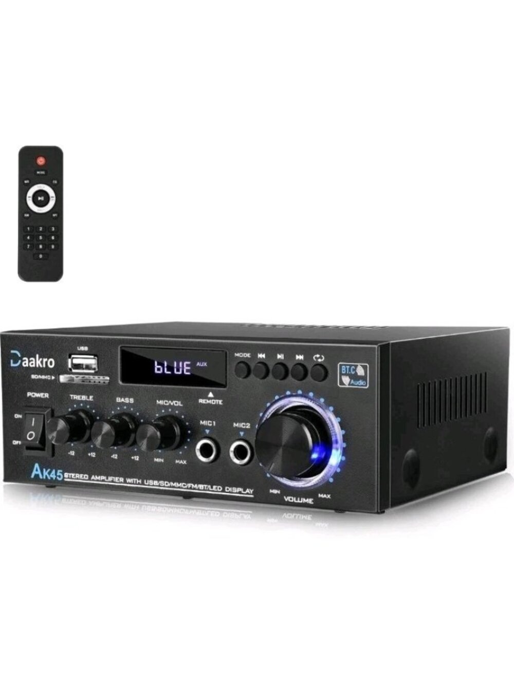 Daakro AK45 Stereo Audio Amplifier 300W Home 2 Channel Wireless Bluetooth 5.0